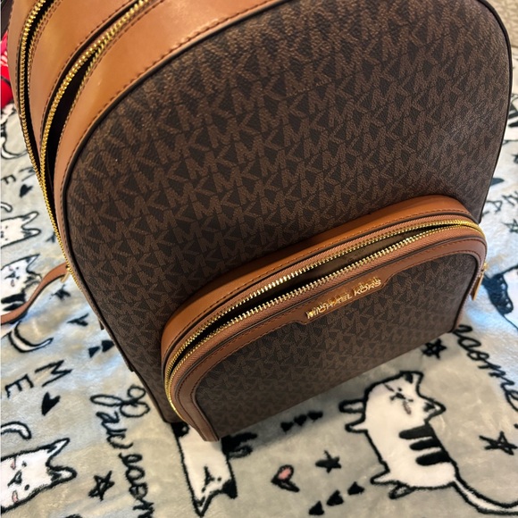 Michael Kors Brown Monogram Backpack - Picture 3 of 4